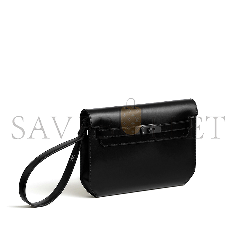 HERMES KELLY DEPECHES 25 MONOCHROME POUCH BOX BLACK PVD H084870CH89 (25*20*4cm)